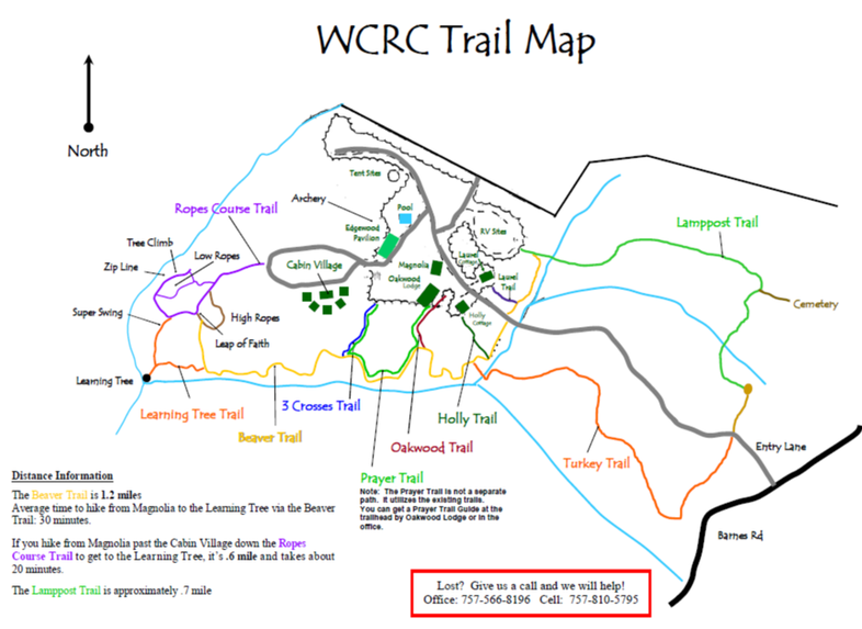 Hiking Trail Map For Wcrc Toano,Va