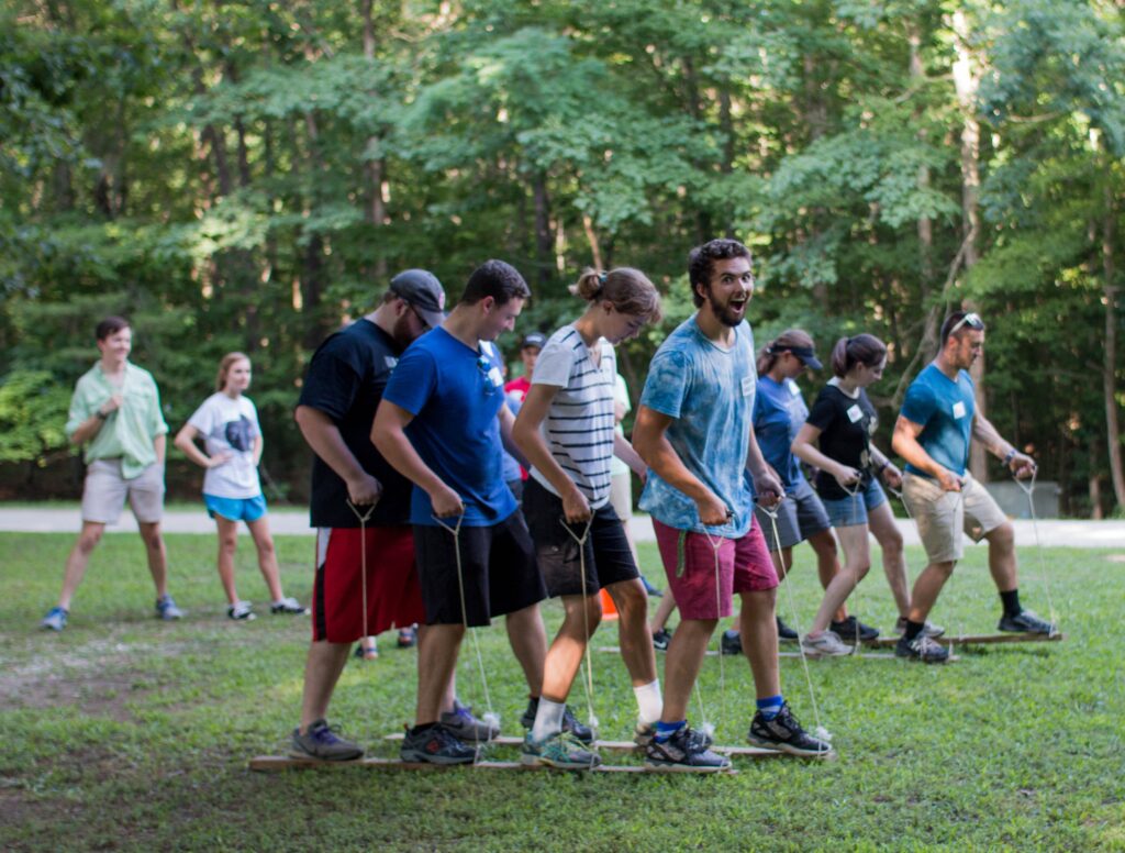 Campers Playing Together During One Of Wcrc'S Team-Building Games.