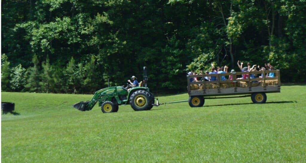 A Trailer Full Of Families And Friends On A Hayride At Wcrc In Williamsburg, Va.