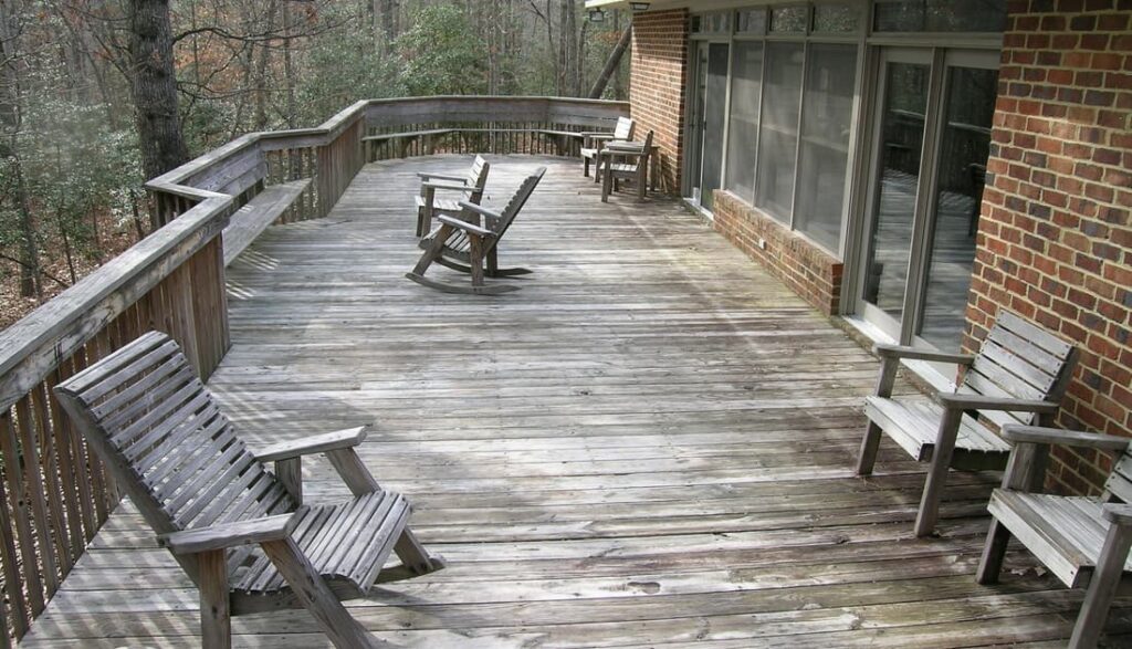 Wooden Deck Attached To Holly Cottage At Williamsburg Christian Retreat Center In Williamsburg, Virginia